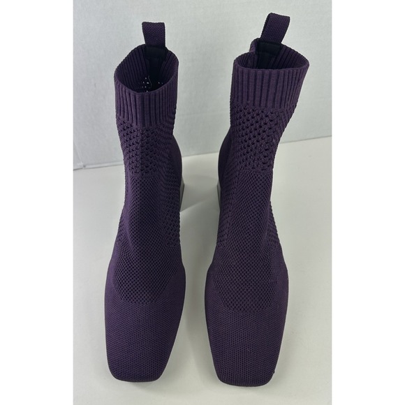 VIVAIA Melissa Perforated Knit Ankle Boots 41.5 US 10 Square Toe Eggplant Purple - Picture 11 of 16